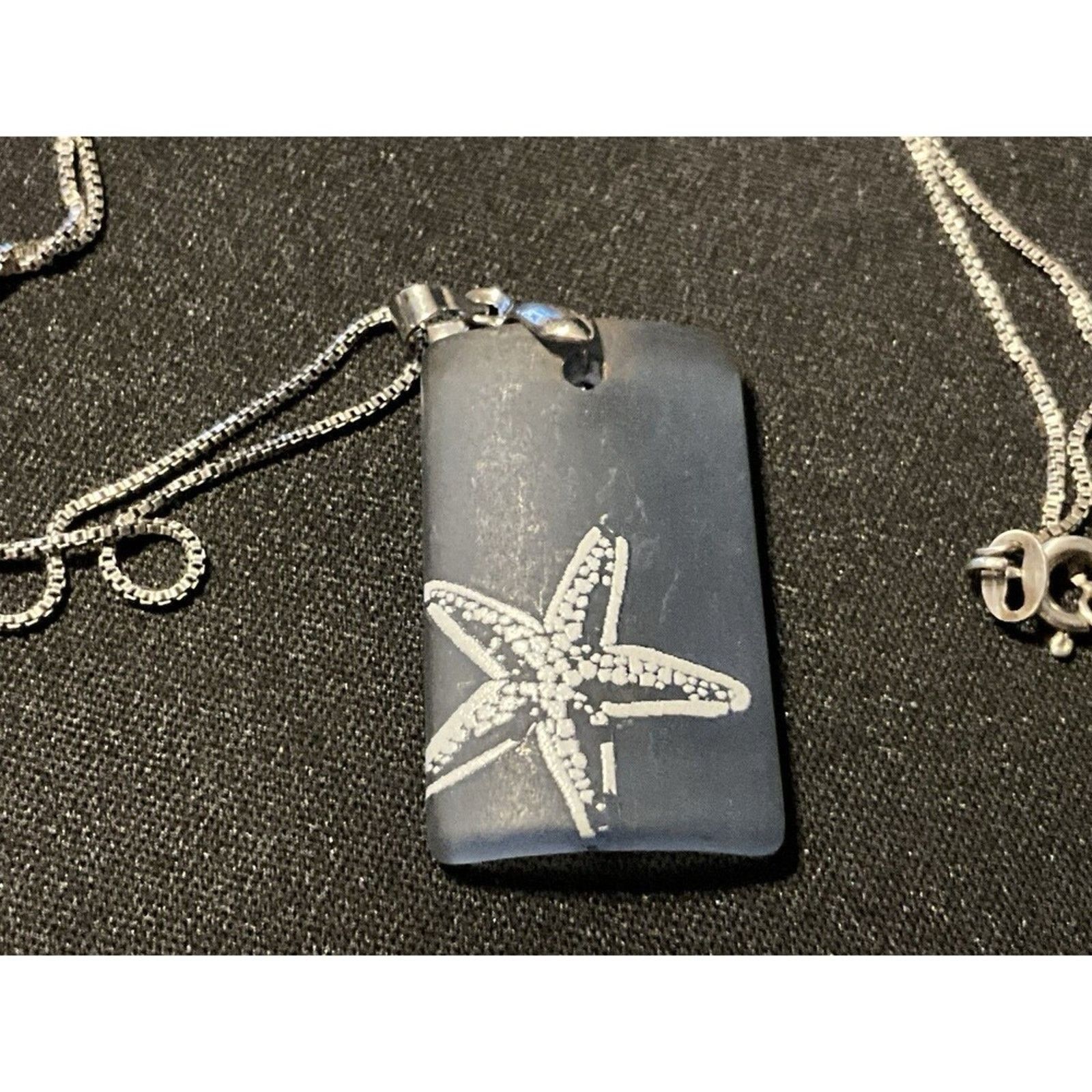 Other 18in 925 Sterling Silver Chain Sea Glass w/ Painted Starfish Size ONE SIZE - 2 Thumbnail