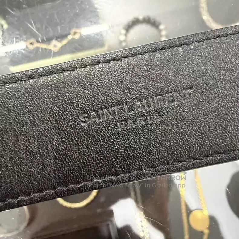 Saint Laurent Paris Saint Laurent Paris Black silver crocodile embossed belt Size ONE SIZE - 7 Thumbnail