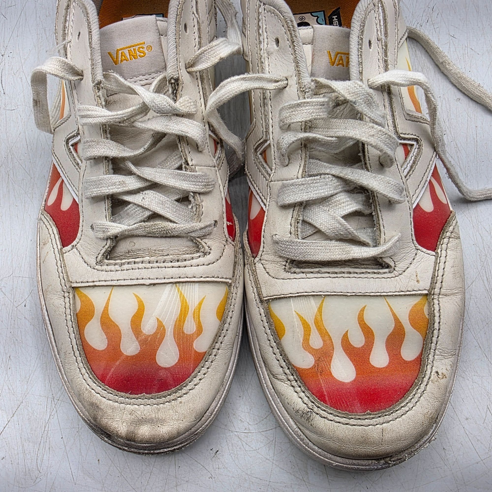 Vans vans lowland cc true white flames mens 9.5 White Red Sneaker Size US 9.5 / EU 42-43 - 10 Thumbnail