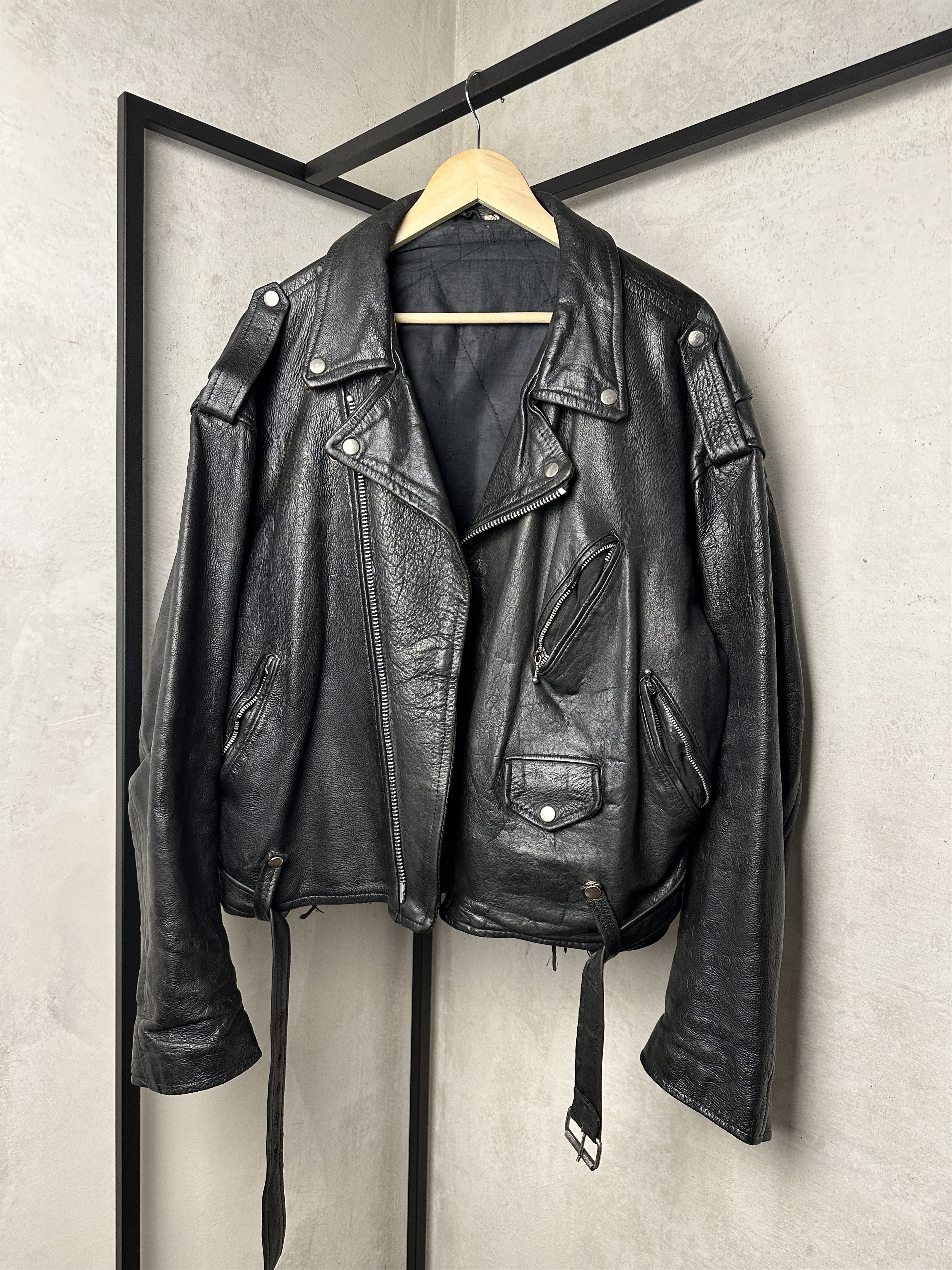 Genuine Leather Genuine Leather Bikers Black Jacket Customized Size US XL / EU 56 / 4 - 1 Thumbnail