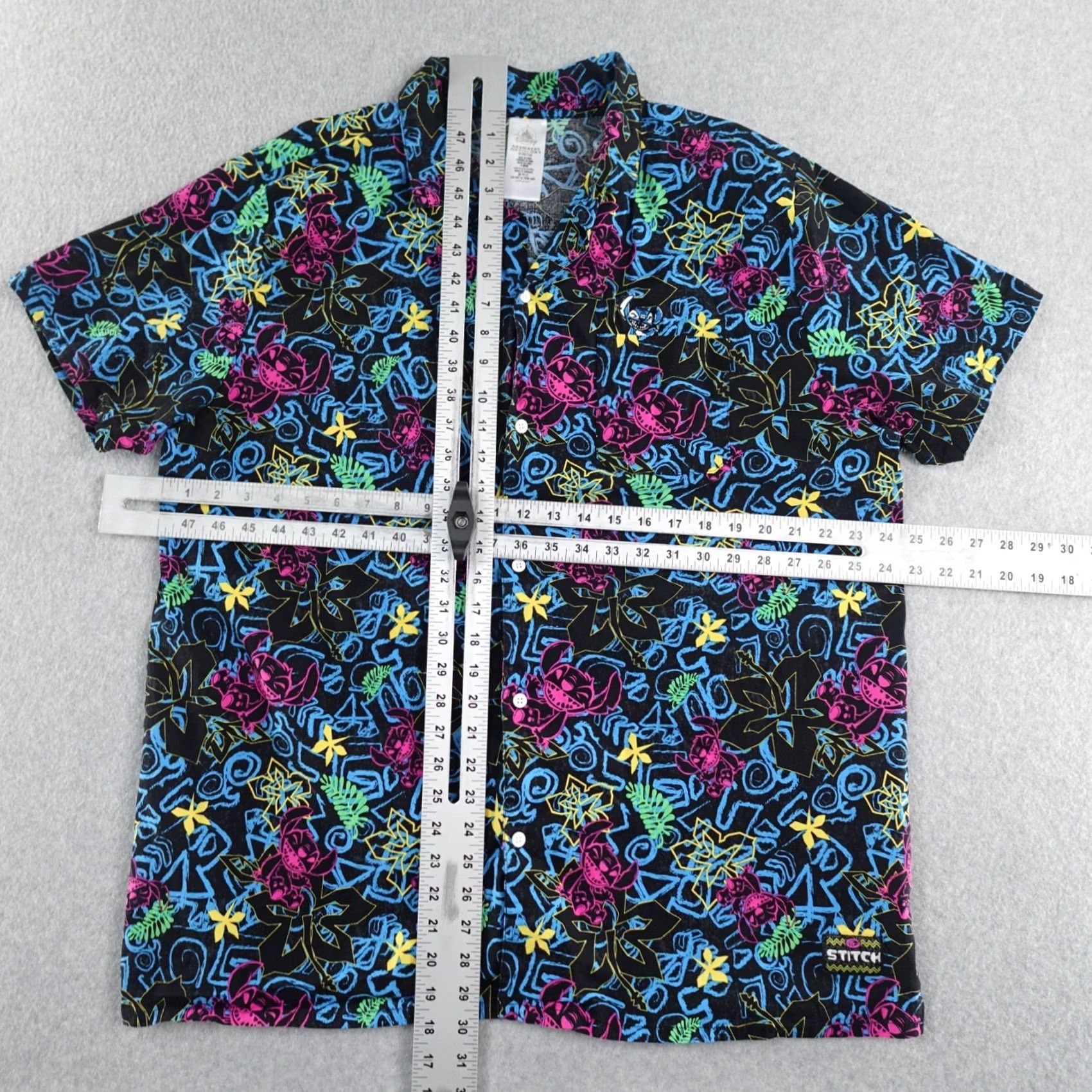Disney Disney Parks Shirt Adult XL Hawaiian Stitch Button-Up Camp Multicolor Short Sleeve 90s Theme Mens Size US XL / EU 56 / 4 - 3 Thumbnail