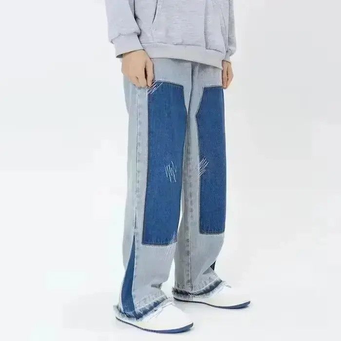 Japanese Brand Patchwork blue wash Baggy Jeans Size US 30 / EU 46 - 1 Thumbnail