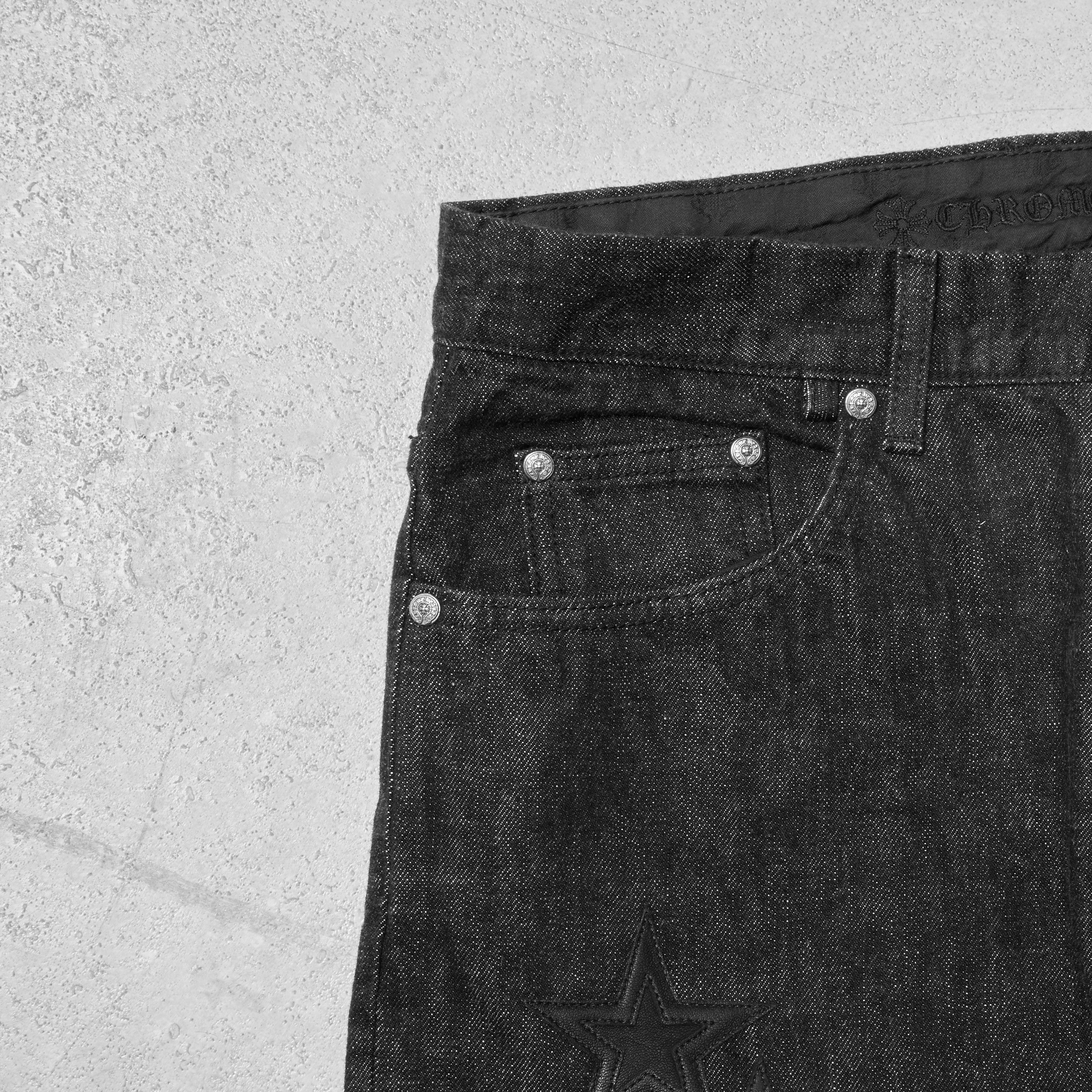 Chrome Hearts CHROME HEARTS Black Double Knee Star Patches Denim Size US 34 / EU 50 - 3 Thumbnail