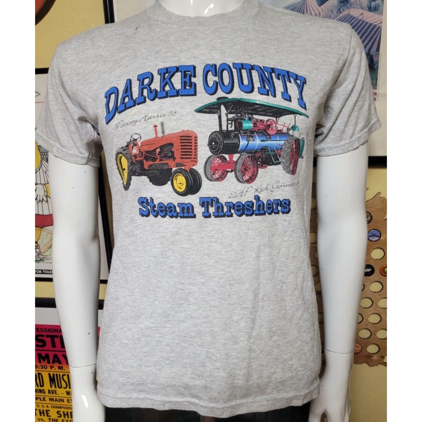 Jerzees VINTAGE Darke County OH Steam Threshers T Shirt Small Gray Tractors Jerseys Size US S / EU 44-46 / 1 - 2 Thumbnail