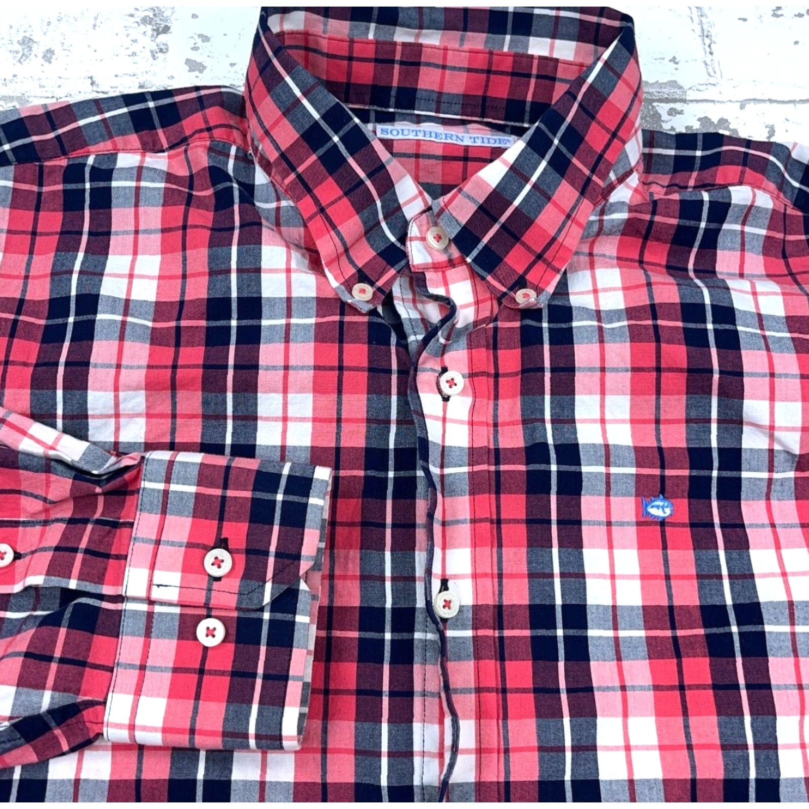 Southern Tide Southern Tide Shirt Men XL Pink Plaid Button-Up Fish Poplin Cotton Stretch Size US XL / EU 56 / 4 - 2 Thumbnail