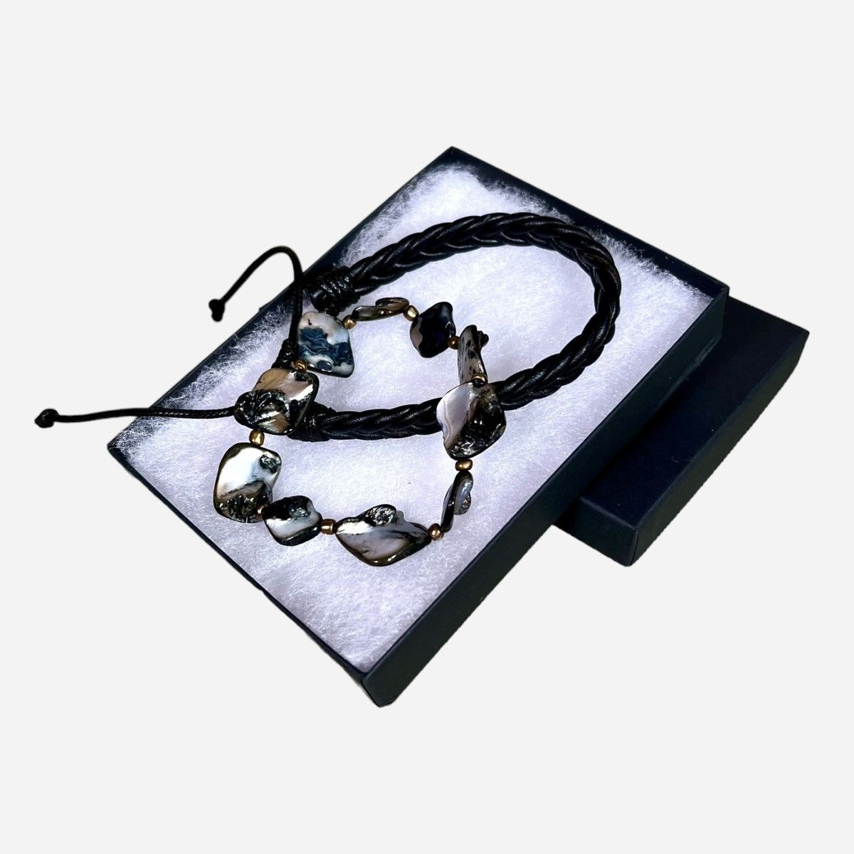 Handmade Two Bracelet Combo Leather Shell Unisex Adjustable Size Size ONE SIZE - 7 Thumbnail