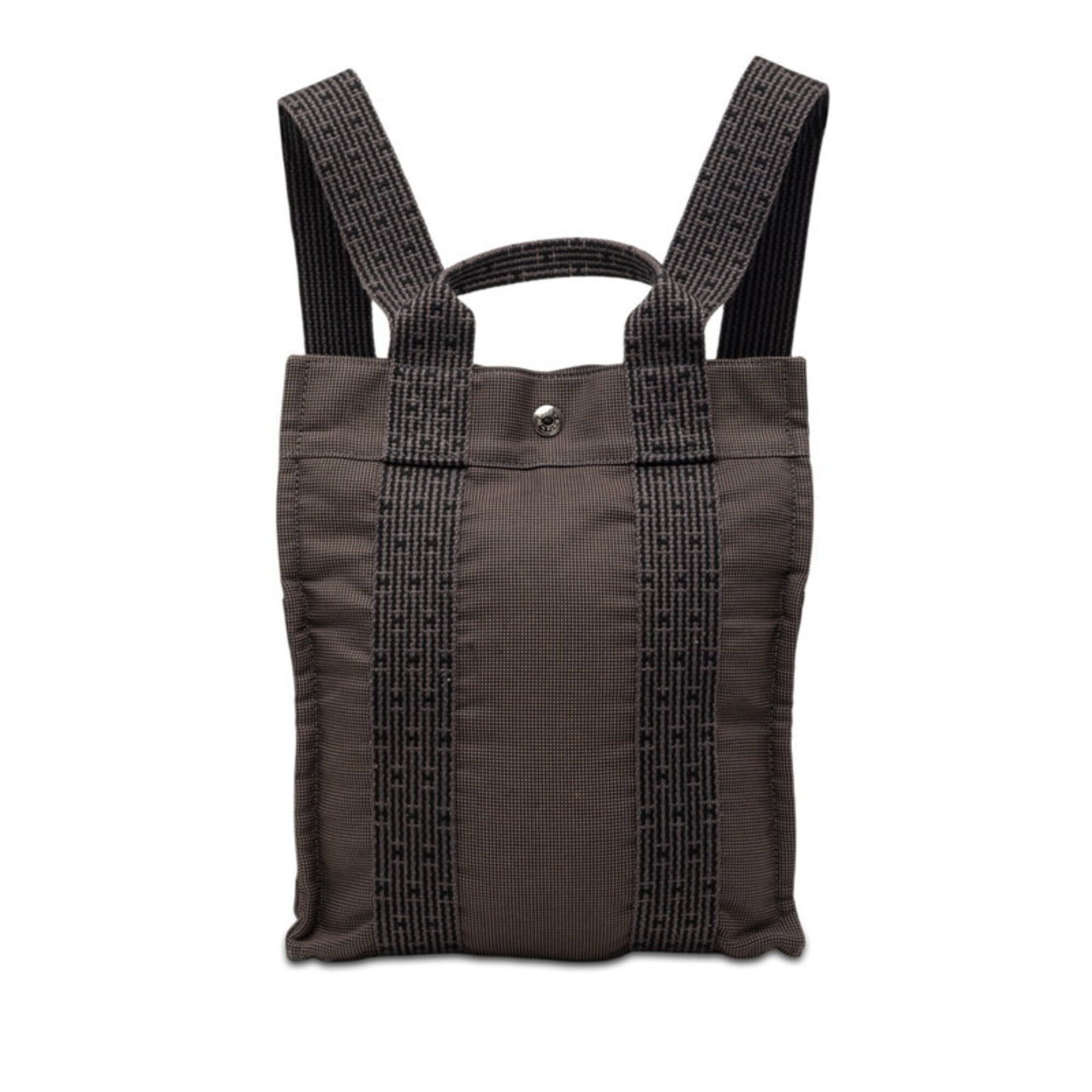 Hermes Hermes Herline Ad PM Backpack, Black/Gray Canvas, Women's. Size ONE SIZE - 1 Thumbnail