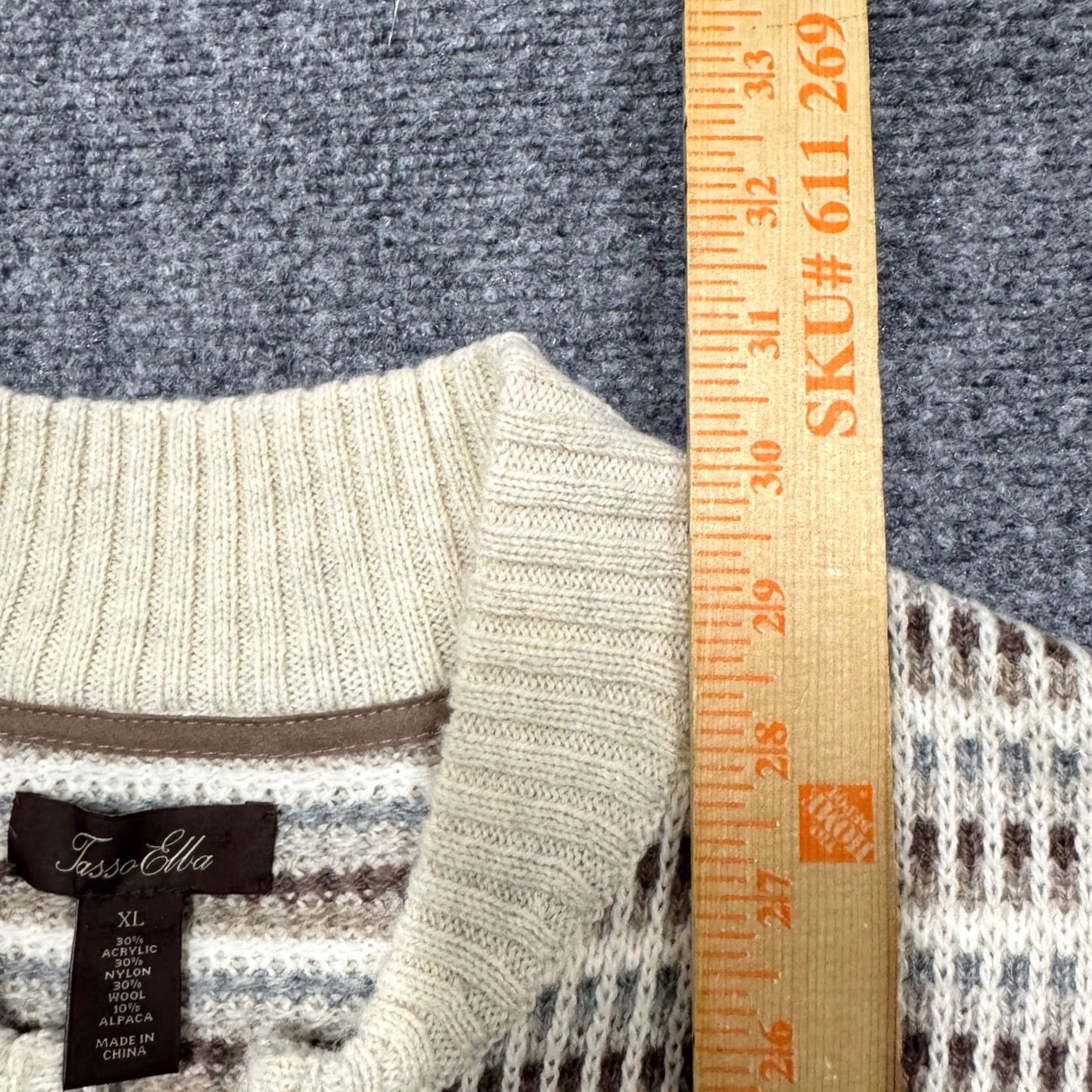 Tasso Elba Tasso Elba Sweater Shirt XL Mens Pullover Multicolor Knitted Quarter Zip Striped Elbow Patch Cotton Acrylic Size US XL / EU 56 / 4 - 5 Thumbnail