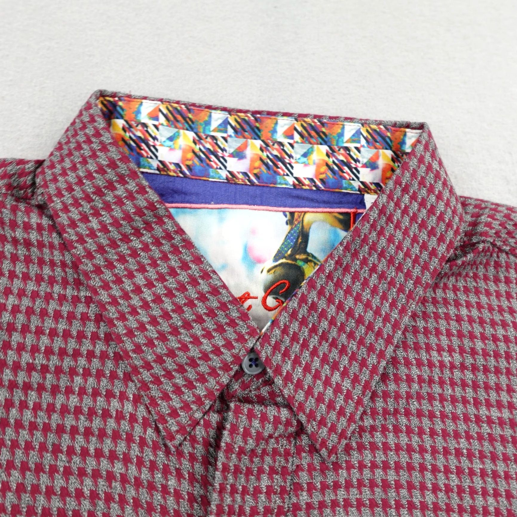 Robert Graham Robert Graham Shirt Mens 2XL Red Gray Check Button-Up Long Sleeve Classic Fit Contrast Cuffs Size US XXL / EU 58 / 5 - 2 Thumbnail