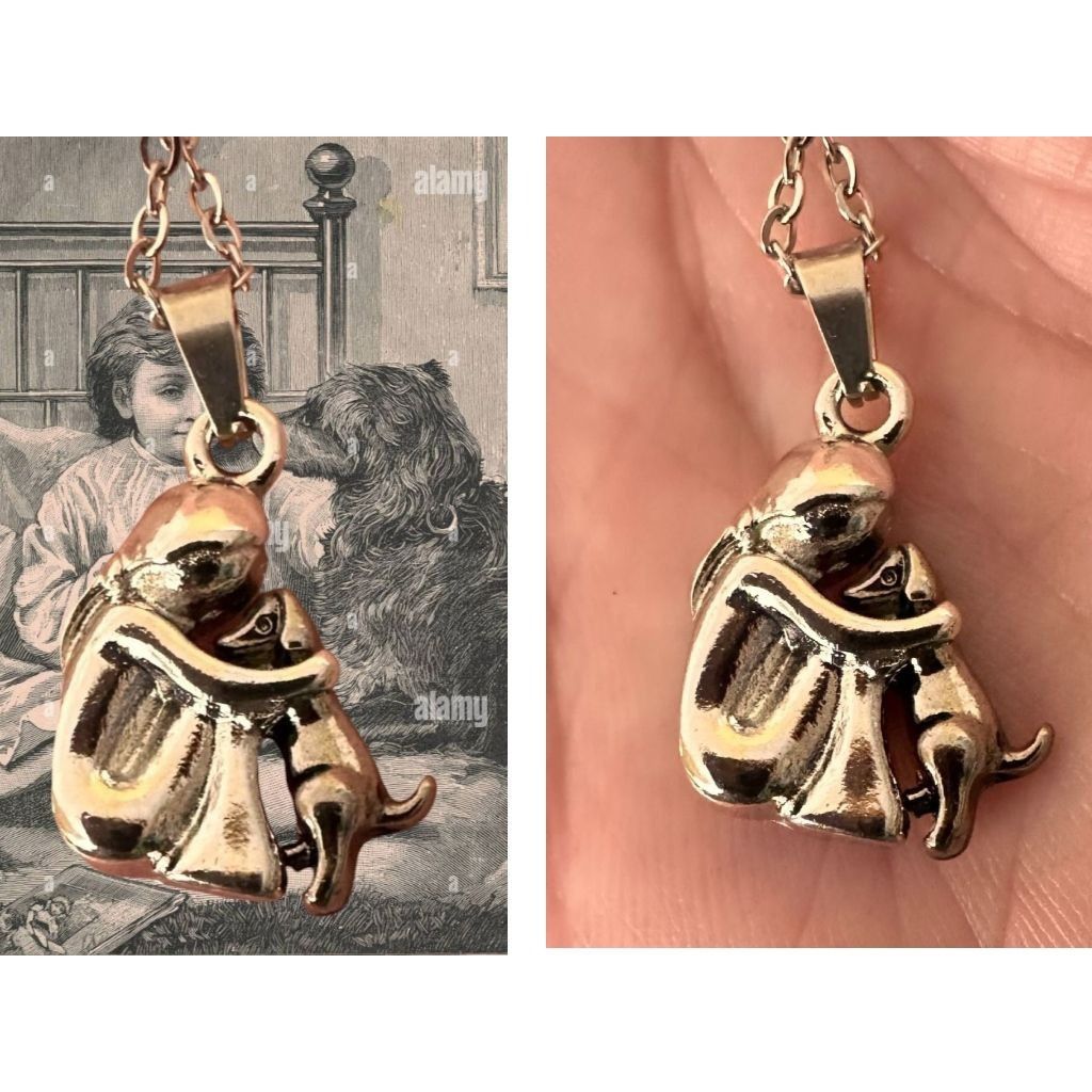 Handmade Girl Hugging Dog Necklace New Pendant Pet Lover Gift Animal Size ONE SIZE - 6 Thumbnail