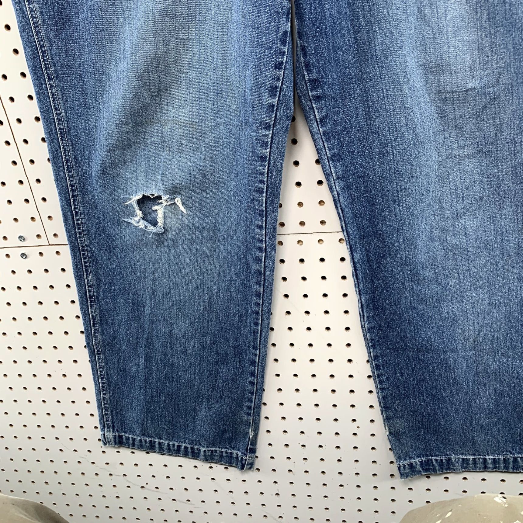 Vintage VINTAGE Aeropostale Baggy Wide Leg Denim Jeans Men M Drawstring 35x30.5 Blue Cotton Denim 5-Pocket Design Inseam 31 Straight Winter Fall Spring Mens Size US 31 - 4 Thumbnail