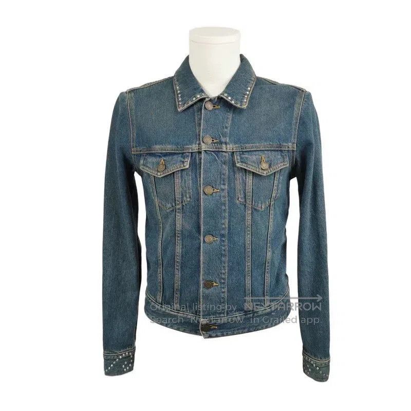 Saint Laurent Paris Saint Laurent SLP 15SS Runway Blue Studded Denim Jacket. Size US XS / EU 42 / 0 - 2 Thumbnail