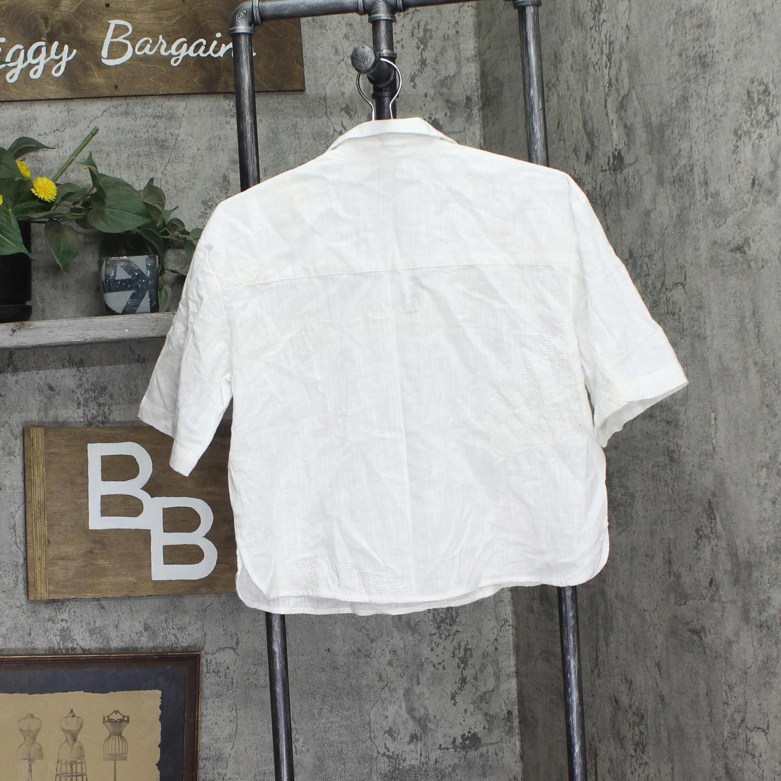 Other Blue Island Cover Up Cotton Shirt 734-628 Ivory Off White M Size ONE SIZE - 2 Thumbnail