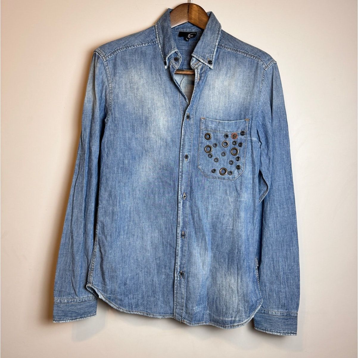 Just Cavalli Just Cavalli Denim Button Down Shirt - Size L Size US L / EU 52-54 / 3 - 1 Thumbnail