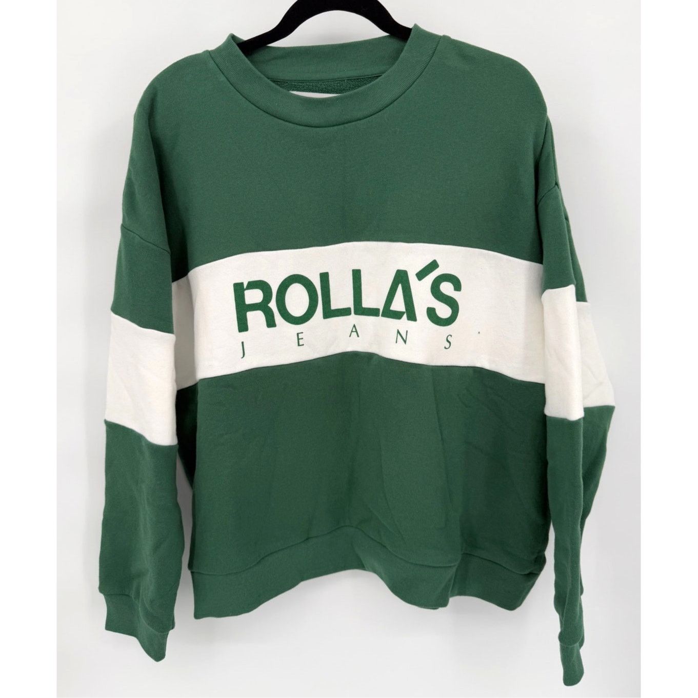 Rolla's NWT Rollas Split Logo Pine Green Pullover Sweater Sweatshirt Size L / US 10 / IT 46 - 1 Thumbnail