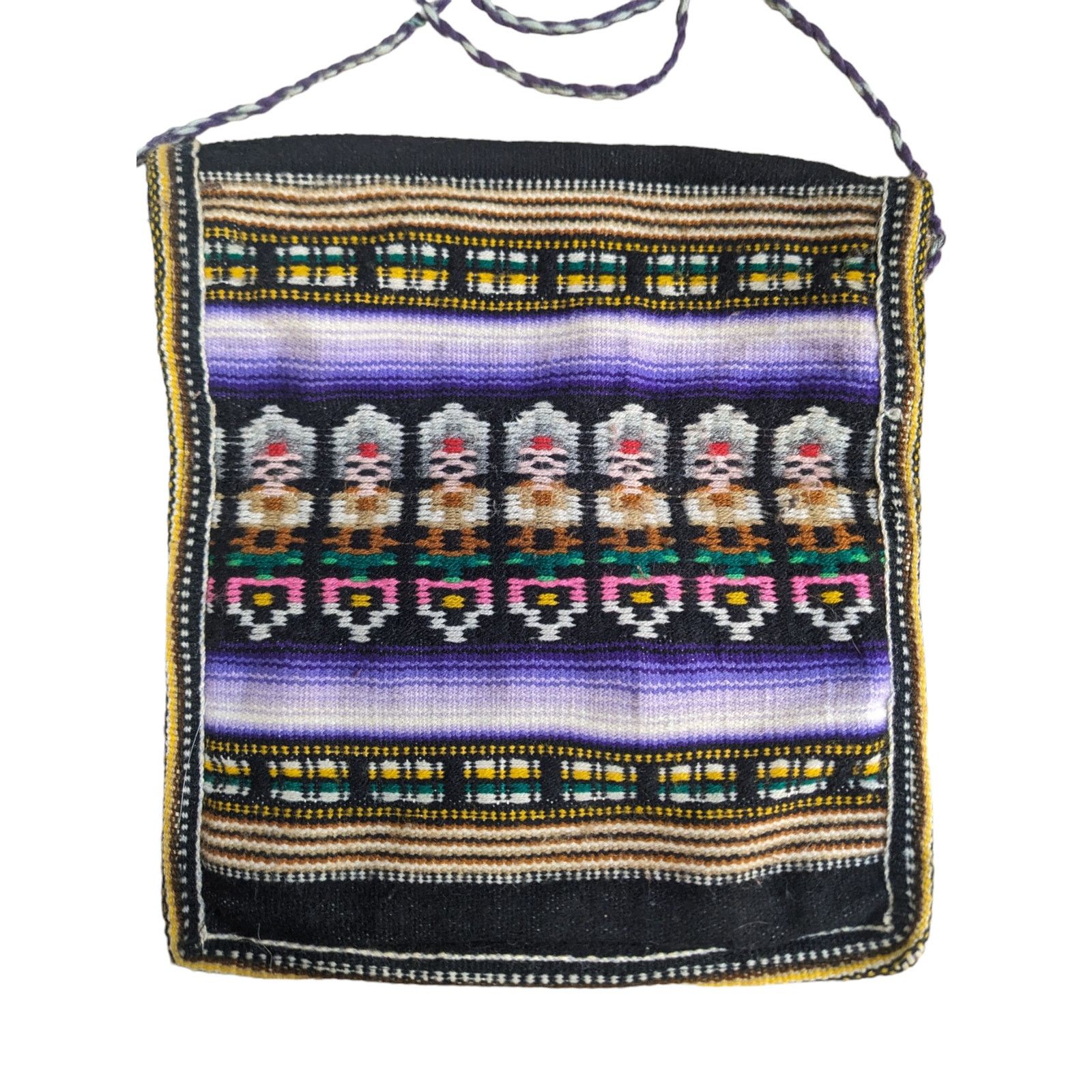 Handmade Woven Folk Peruvian Alpaca Wool Purple Ombre Crossbody Purse Size ONE SIZE - 2 Thumbnail