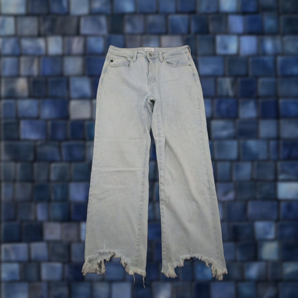 Vintage Kancan Jeans Straight 27 Blue Denim Stretch 5-Pocket Women Size 27_default Baggy Fit Hem Notched N/A Size 27" / US 4 / IT 40 - 1 Thumbnail