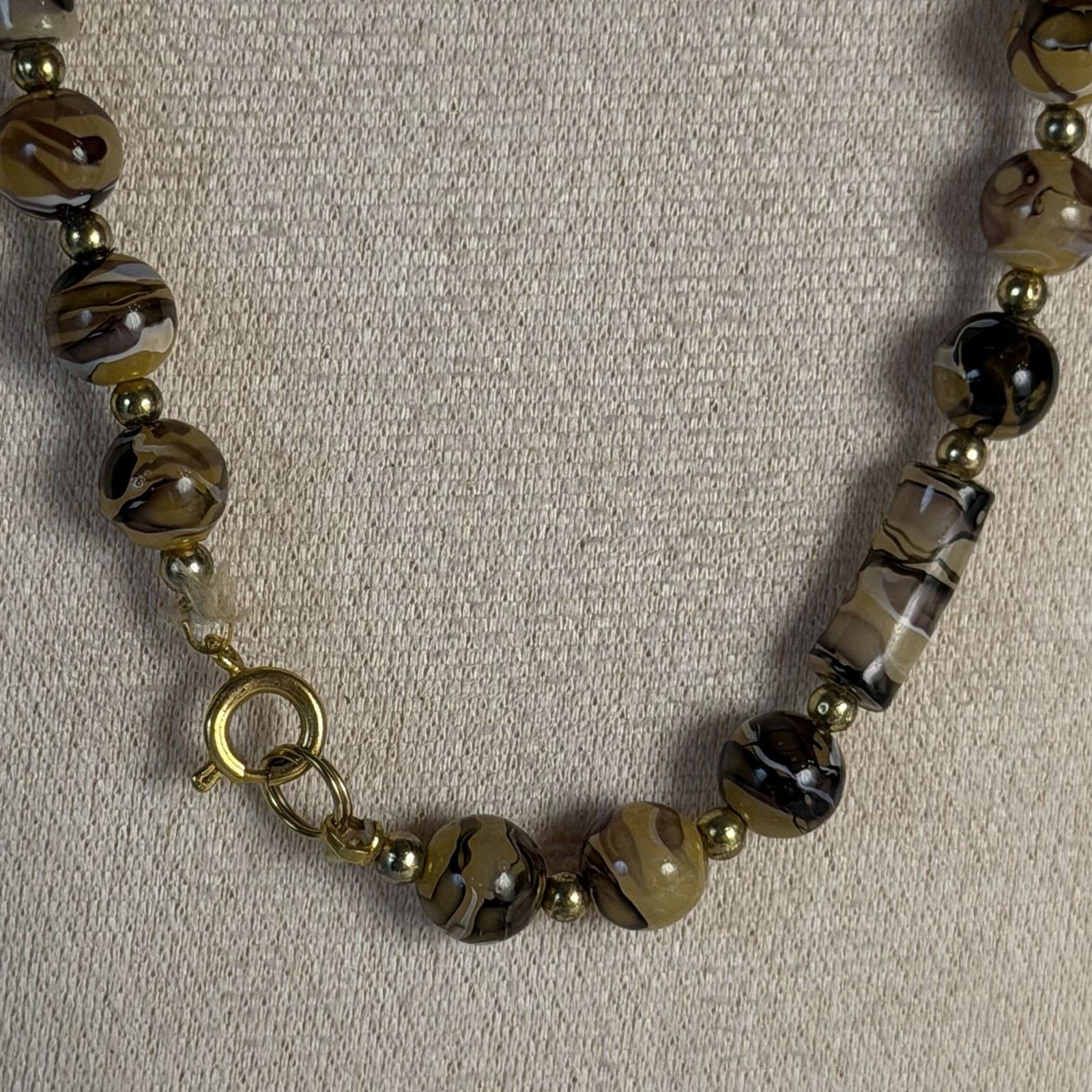 Other Boho VTG 1980s Marbled Earthy Gold-Tones Beaded 40" Necklace Size ONE SIZE - 4 Thumbnail
