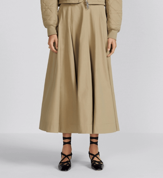 Dior o1w1db10525 341J34 Mid-Length Flared Skirt in Beige Size 26" / US 2 / IT 38 - 5 Thumbnail