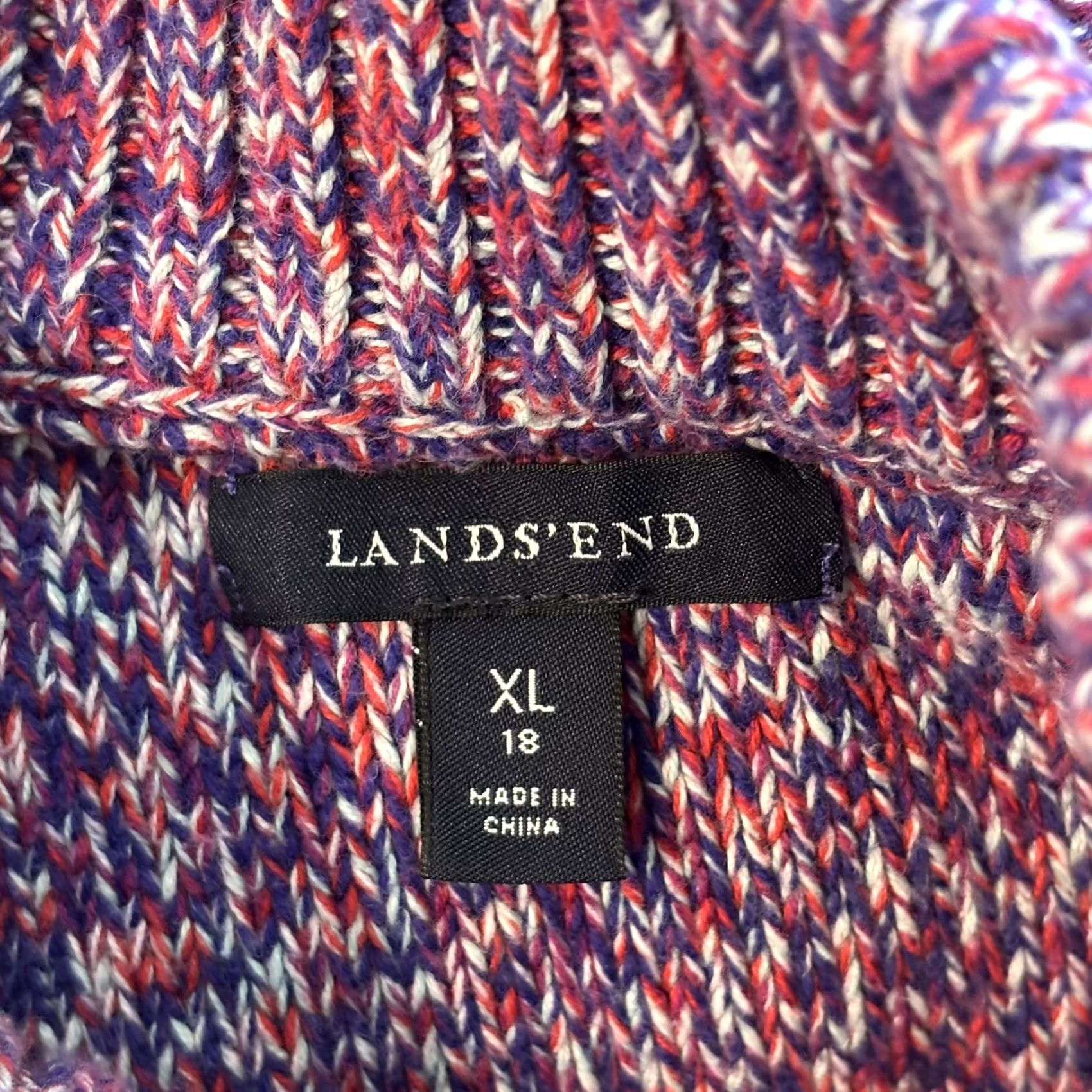 Lands' End Lands' End Sweater Womens XL Purple Marled Cable Knit Pullover Crewneck Knit Pullover Solid Pattern 100% Acrylic Mens? Size XL / US 12-14 / IT 48-50 - 2 Thumbnail