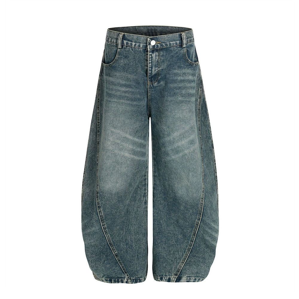 Jean Men's stitching distressed vintage washed scimitar jeans Size US 34 / EU 50 - 1 Thumbnail