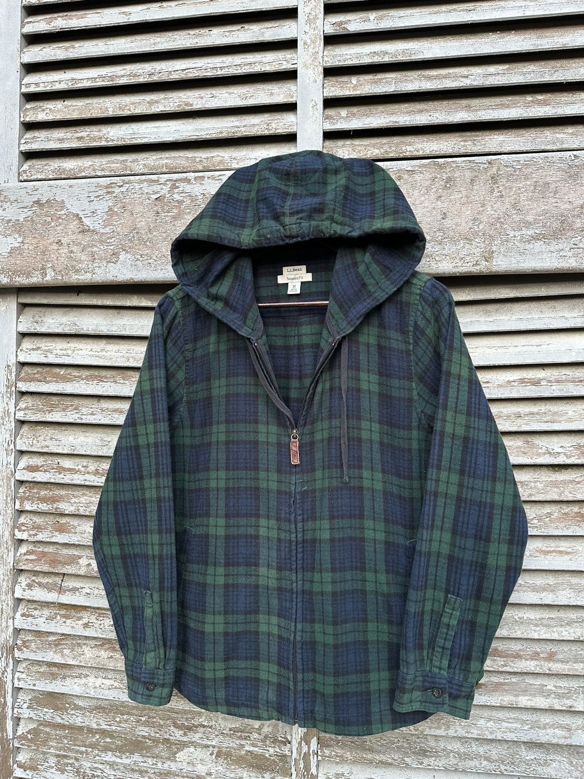 image of L L Bean x Vintage Ll. Bean Relaxed Fit Flannel Jacket in Green, Men's (Size Medium)