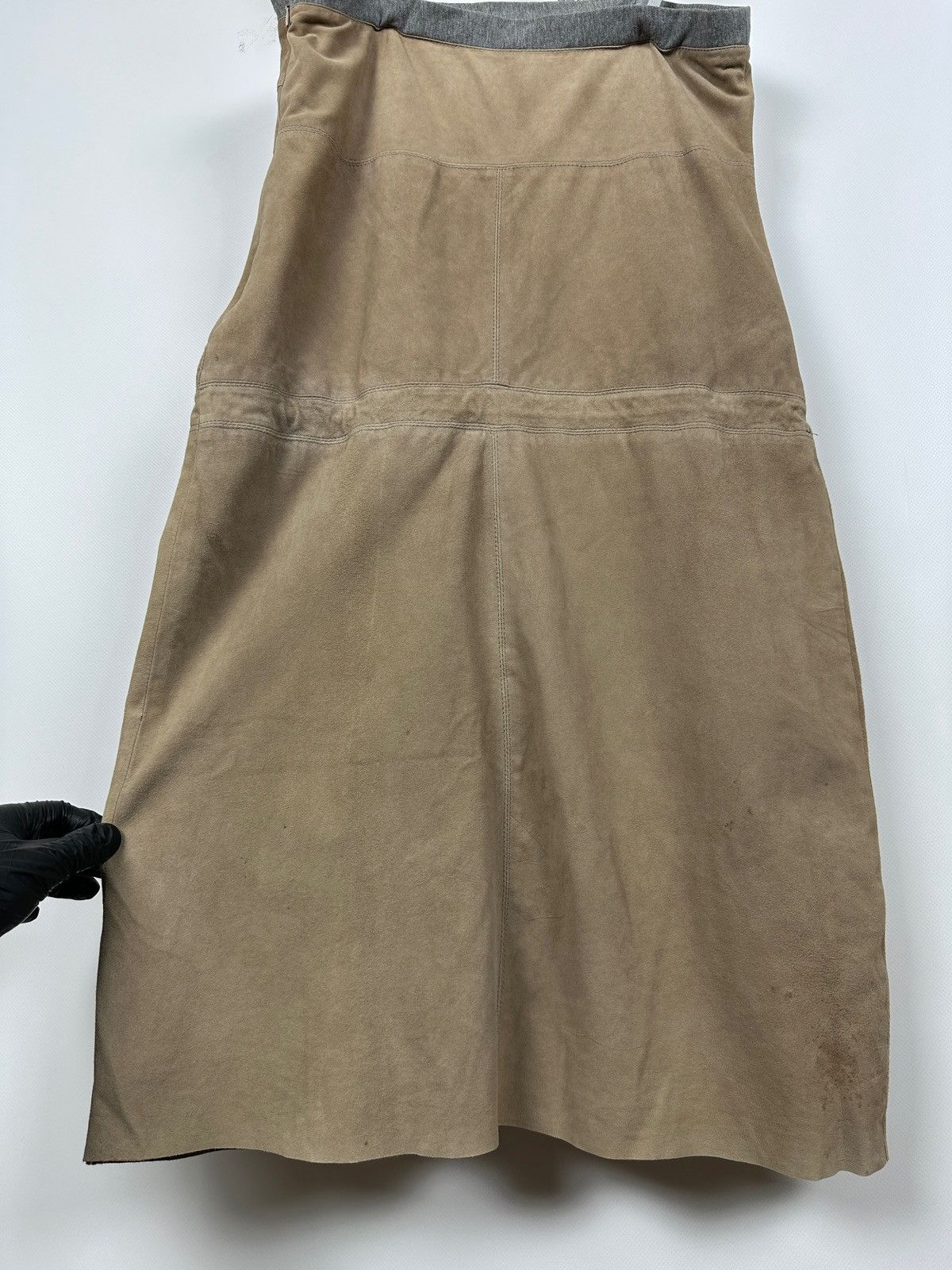Brunello Cucinelli Vintage Brunello Cucinelli Suede Leather Strappy Midi Dress Size M / US 6-8 / IT 42-44 - 18 Thumbnail