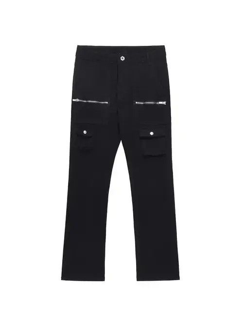Designer × Vintage zipper punk flared cargo pants Size US 34 / EU 50 - 4 Thumbnail