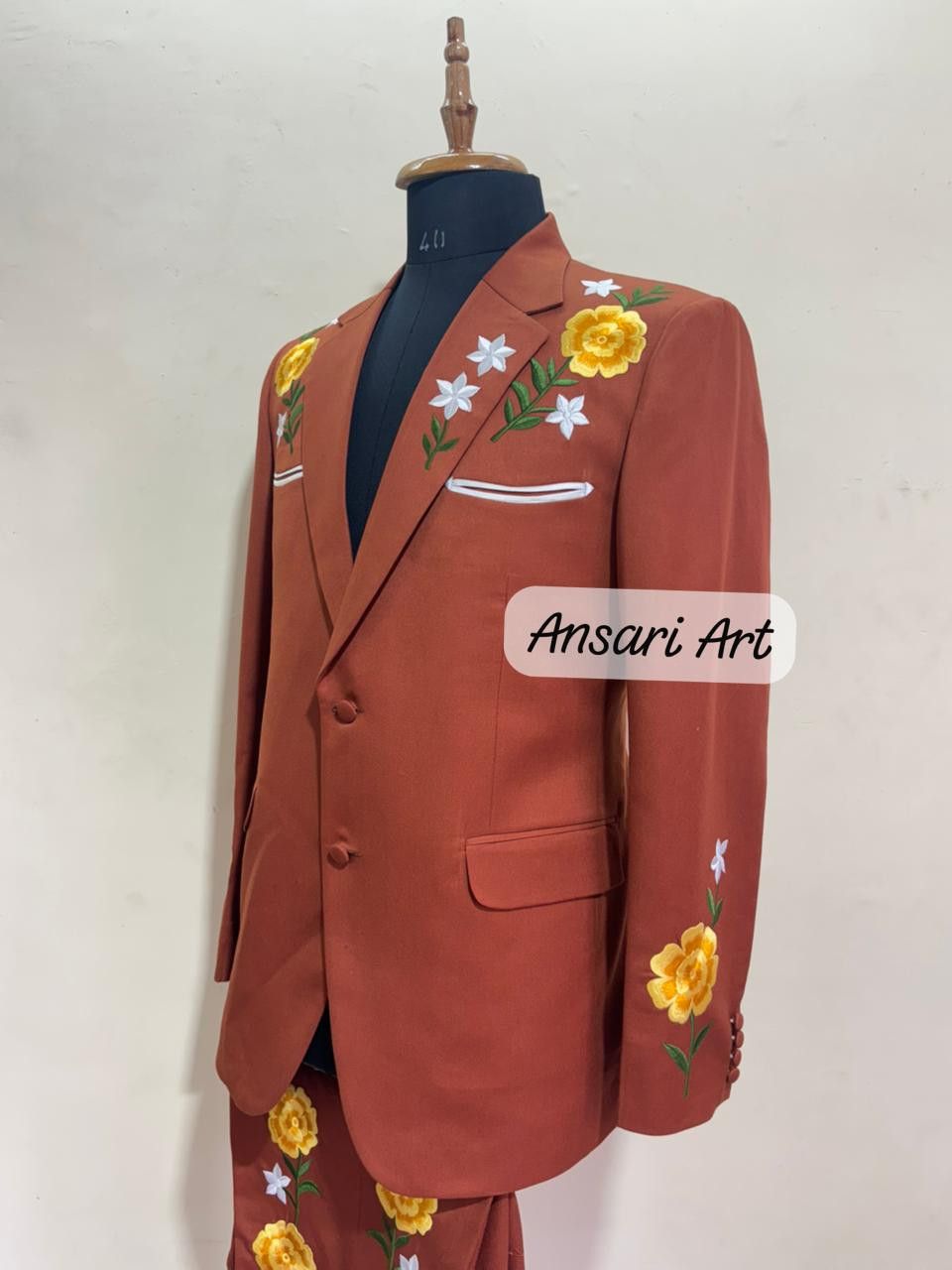 Other Men 2PC Customized floral embroidery western prom outfit Size 44L - 1 Thumbnail