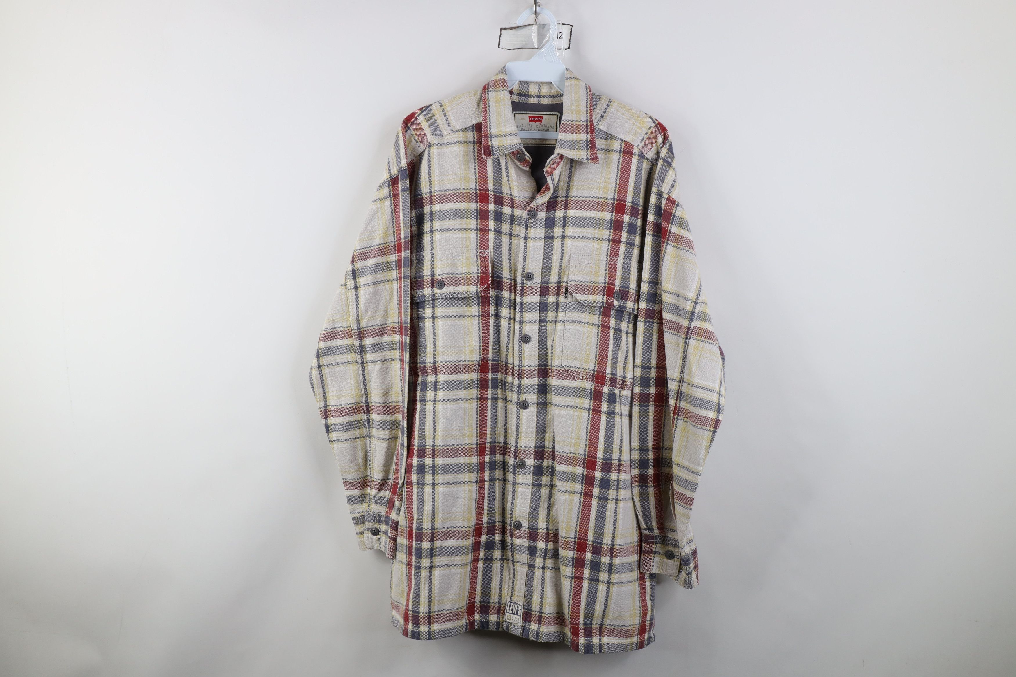 Levi's Vintage 90s Levis Knit Burlap Collared Button Shirt Plaid Size US M / EU 48-50 / 2 - 1 Thumbnail