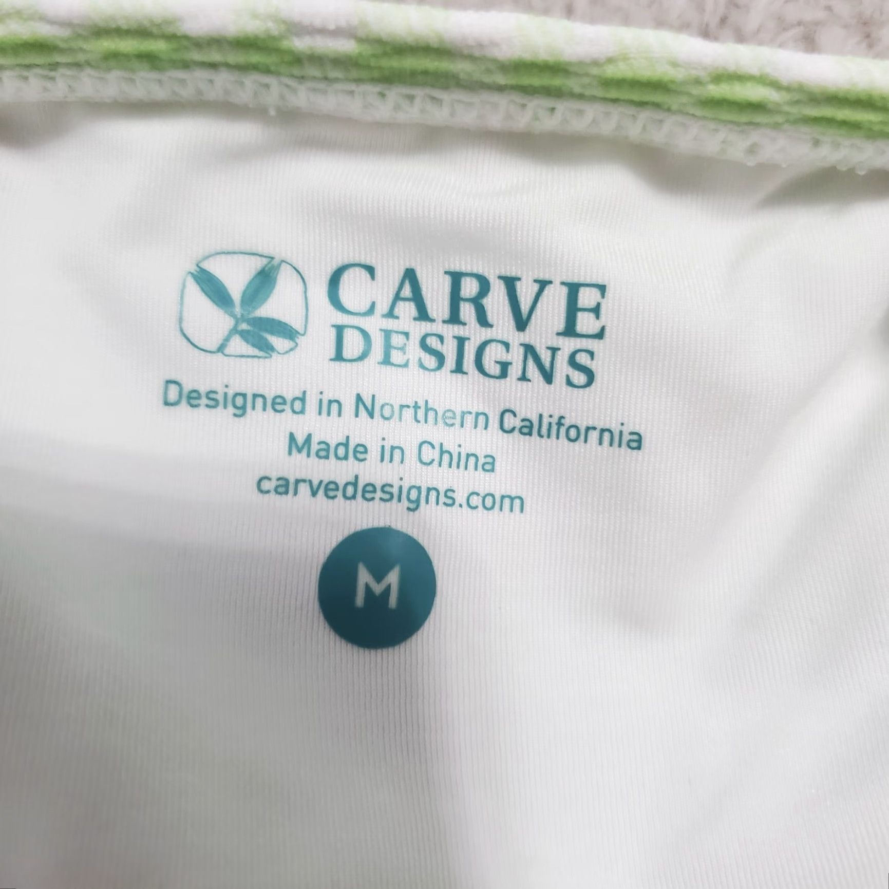 Vintage Carve Designs Cardiff Bikini Bottom Women M Lime Green White Spritz Texture Gingham UPF 50 4-Way Stretch Nylon Spandex Beach Surf Sustainable Size 32" / US 10 / IT 46 - 4 Thumbnail