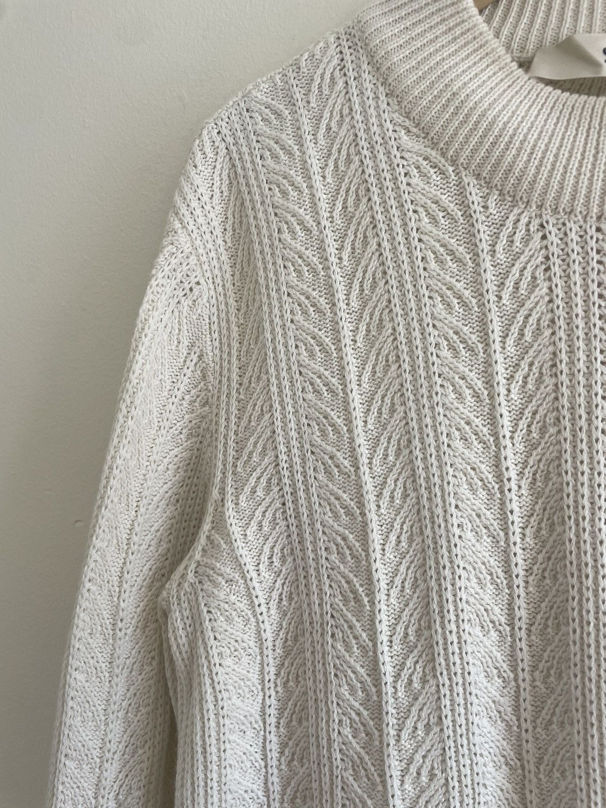 Sefr Sefr Cable Knit Sweater Mockneck White Wool Blend Size US L / EU 52-54 / 3 - 4 Thumbnail