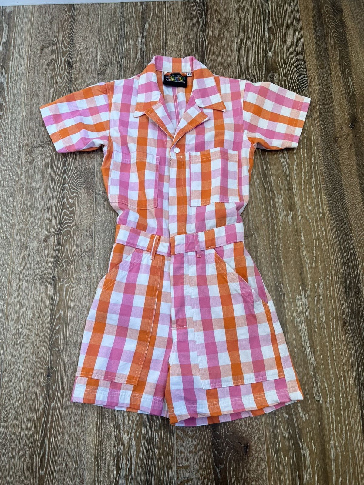 Big Bud Press Big Bud Press Short Sleeve Jump Suit Plaid Pattern Size 25" / US 0 / IT 36 - 1 Thumbnail