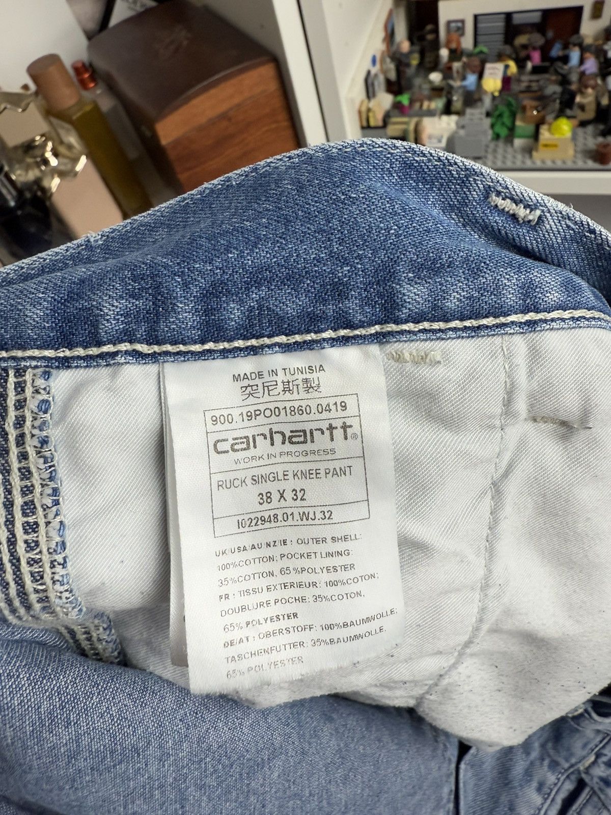 Carhartt × Carhartt Wip Carhartt wip babyblue denim single knee carpenter pants 38x32 Size US 38 / EU 54 - 6 Thumbnail