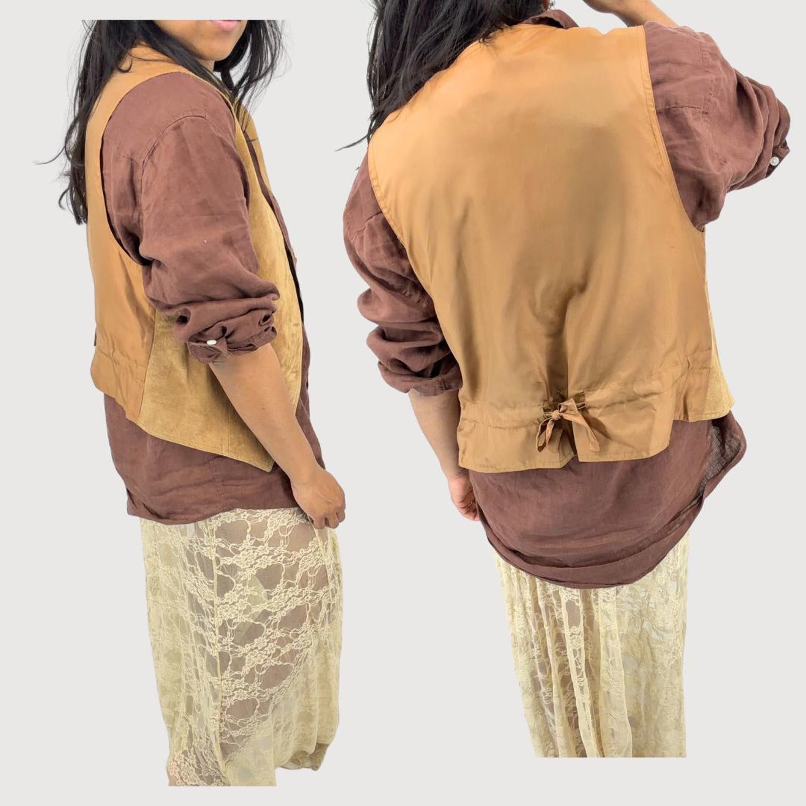 Other Vintage Camel Suede Leather Vest Tie Back M- festival vibes Size M / US 6-8 / IT 42-44 - 9 Thumbnail