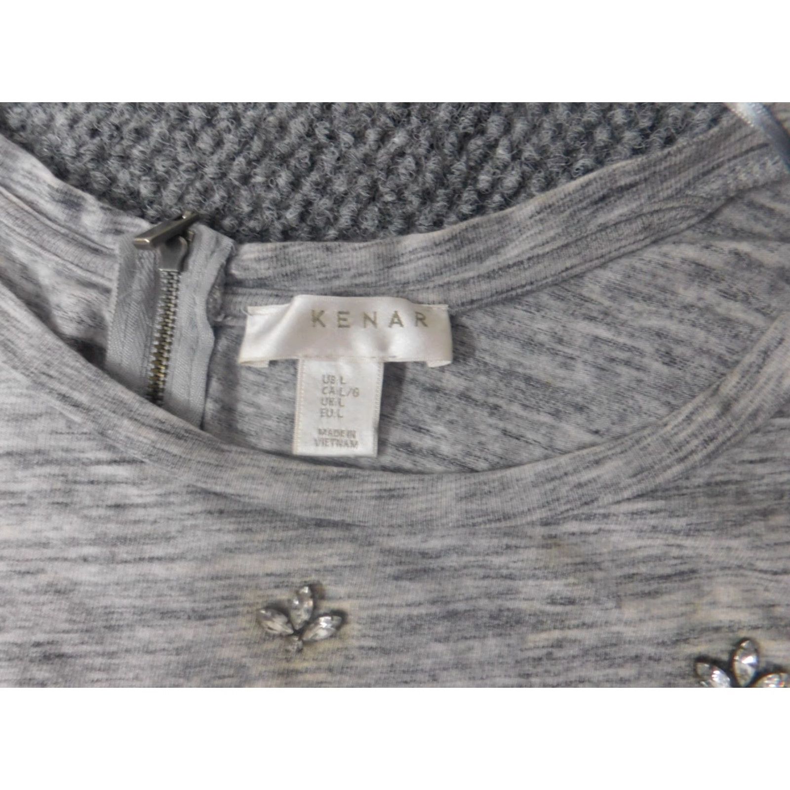 Vintage Kenar Blouse Womens Large Gray Lightweight Short Sleeve Collared Floral Pattern Ruffle Casual Shirt Size L / US 10 / IT 46 - 7 Thumbnail