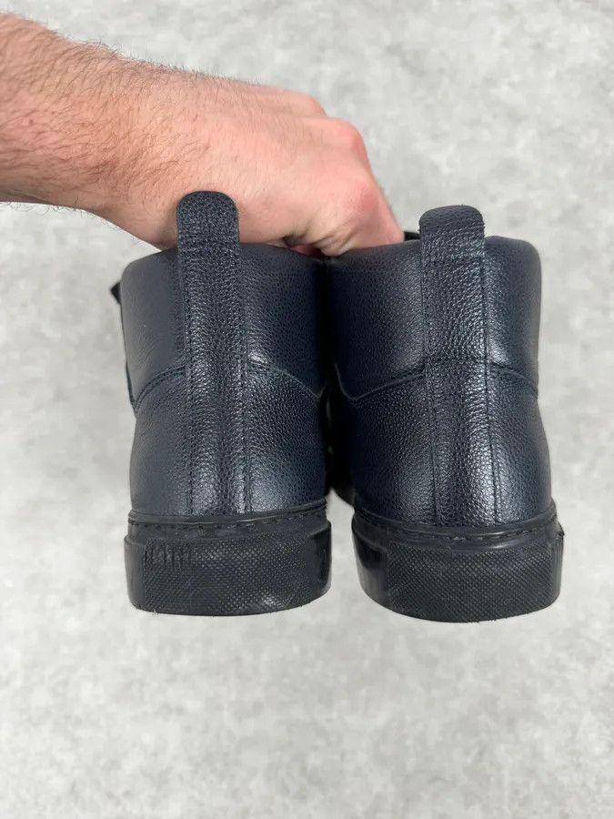 Balenciaga 2010s Balenciaga Dark Navy Arena Grained Leather High Sneakers Size US 9.5 / EU 42-43 - 6 Thumbnail