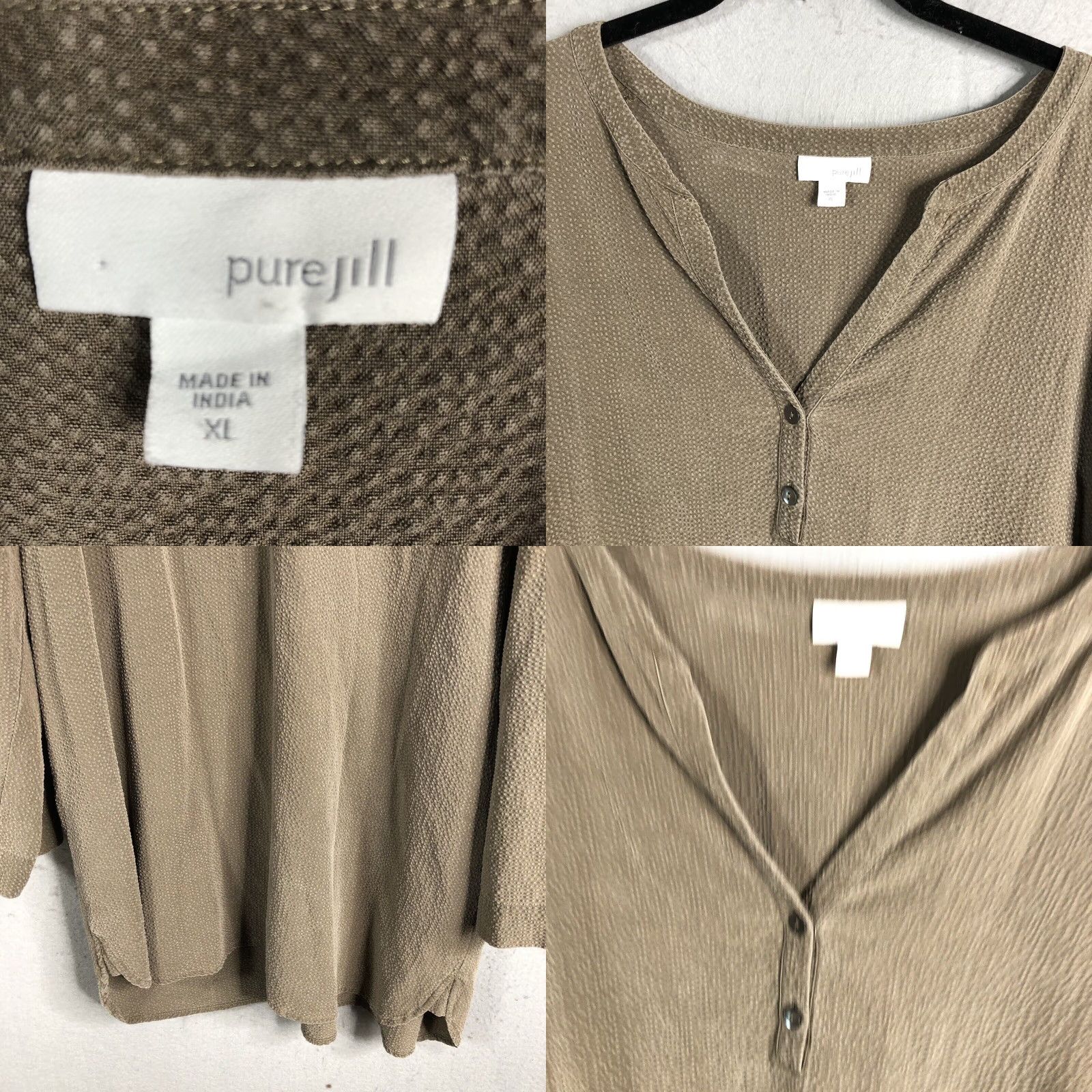 J. Jill PureJill Dress Women XL Taupe Textured Tencel Boho Lagenlook Oversized Shirt Dress Size XL / US 12-14 / IT 48-50 - 8 Thumbnail