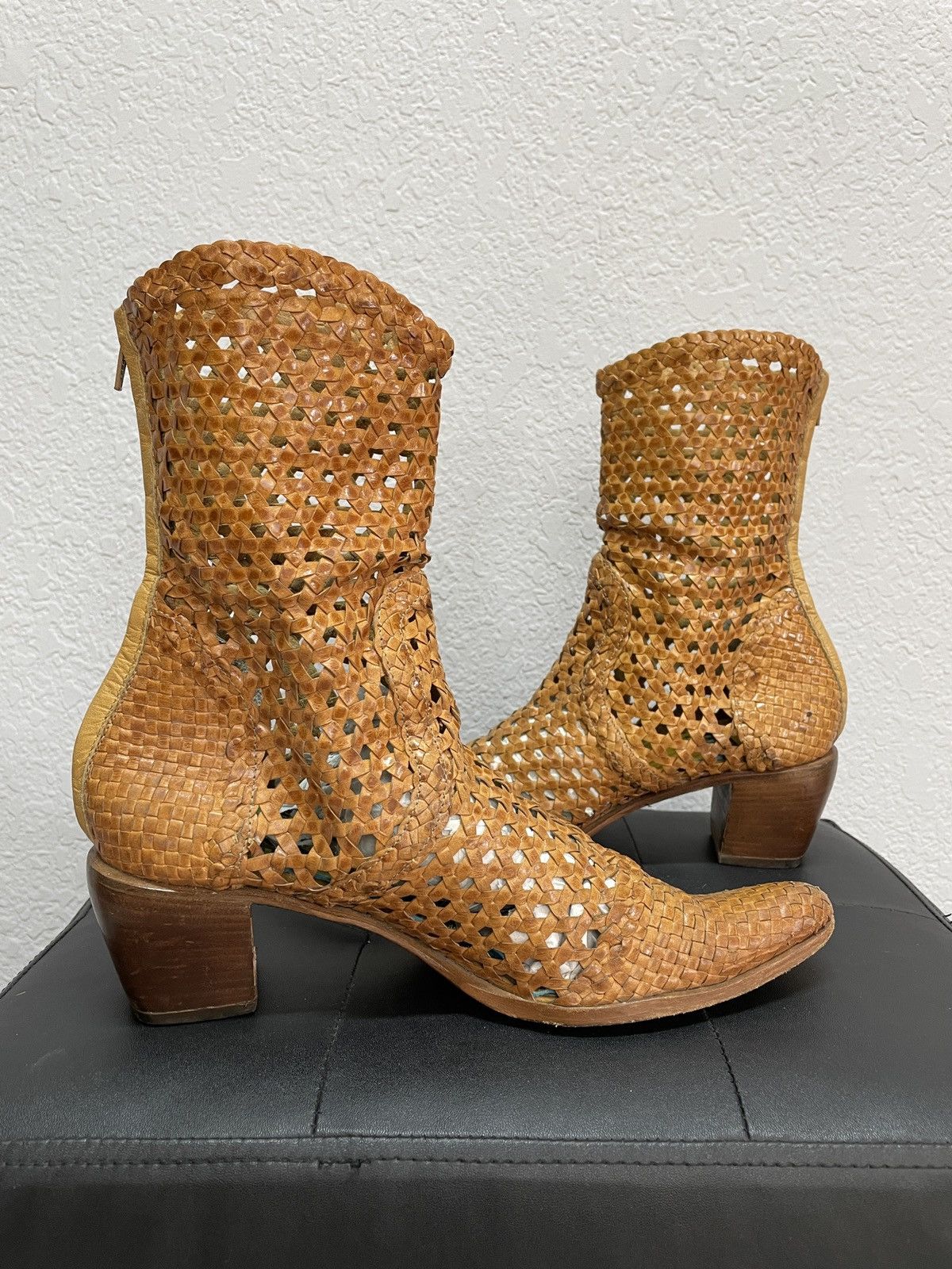 If Six Was Nine × Japanese Brand × Vintage Vintage Italian Bottega Veneta Style Leather Biker Boots Size US 8 / IT 38 - 9 Thumbnail