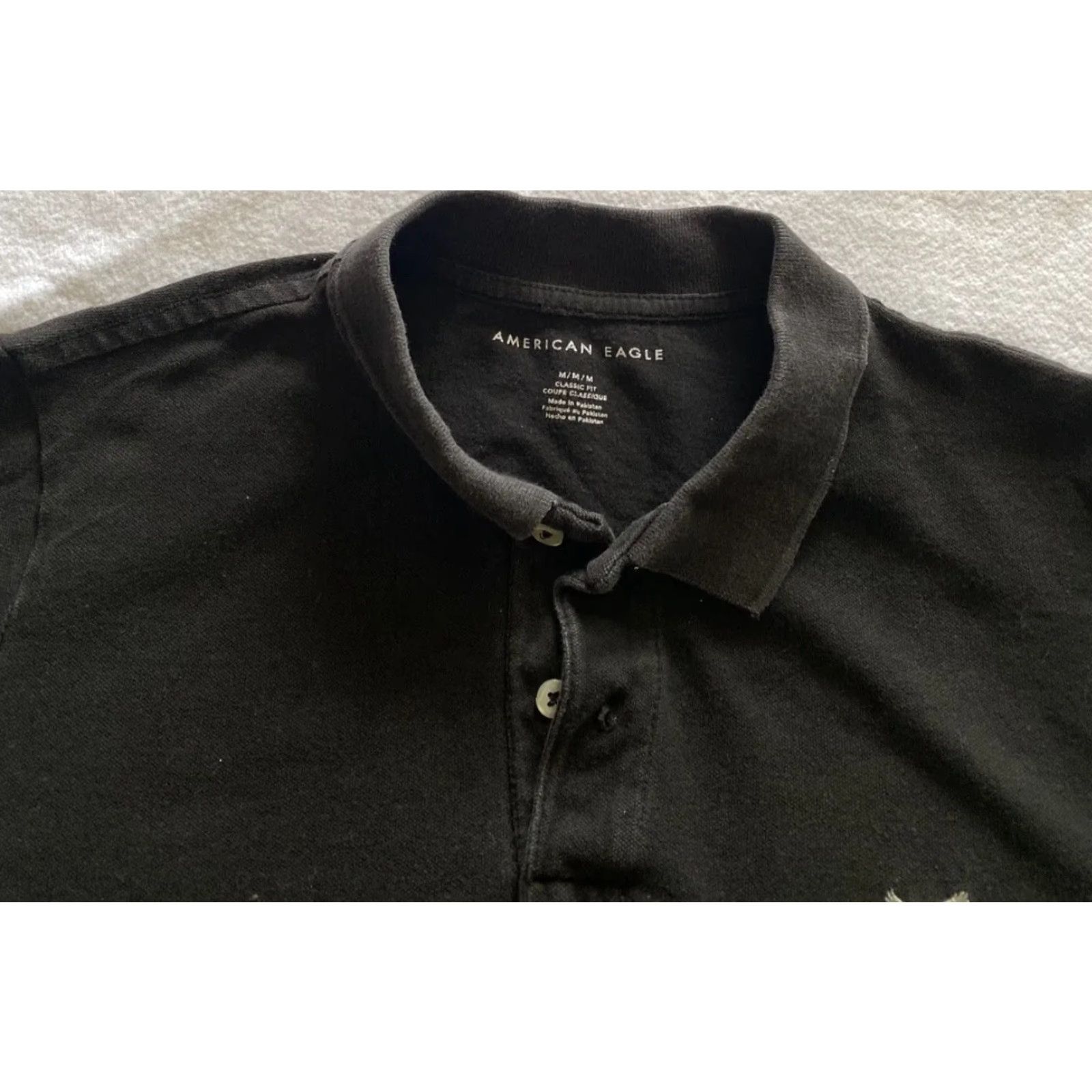 American Eagle Outfitters American Eagle Outfitters Eagle Polo Shirt Mens M Black Classic Fit Polo Short Sleeve Embroidered Solid 100% Cotton Golf Casual Preppy Size US M / EU 48-50 / 2 - 3 Thumbnail