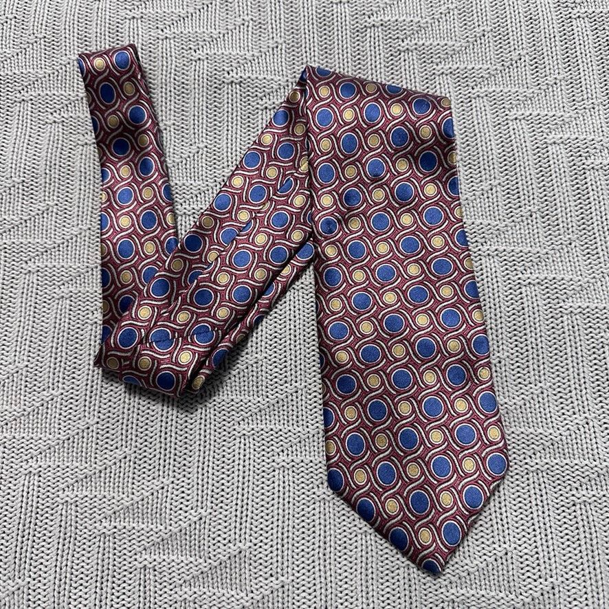 Oleg Cassini Vintage Oleg Cassini metallic blue yellow circle silk tie Size ONE SIZE - 1 Thumbnail