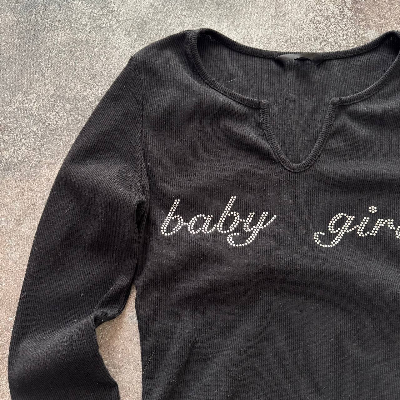 Hysteric Glamour × Japanese Brand × Vintage Y2K Super Sexy Rhinestones Baby Girl Cropped Long Sleeve Top Size S / US 4 / IT 40 - 4 Thumbnail