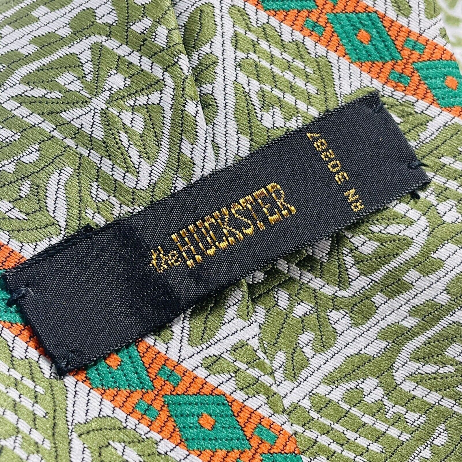 Vintage The Huckster Mens Necktie Green Orange Neck Tie Size ONE SIZE - 8 Thumbnail
