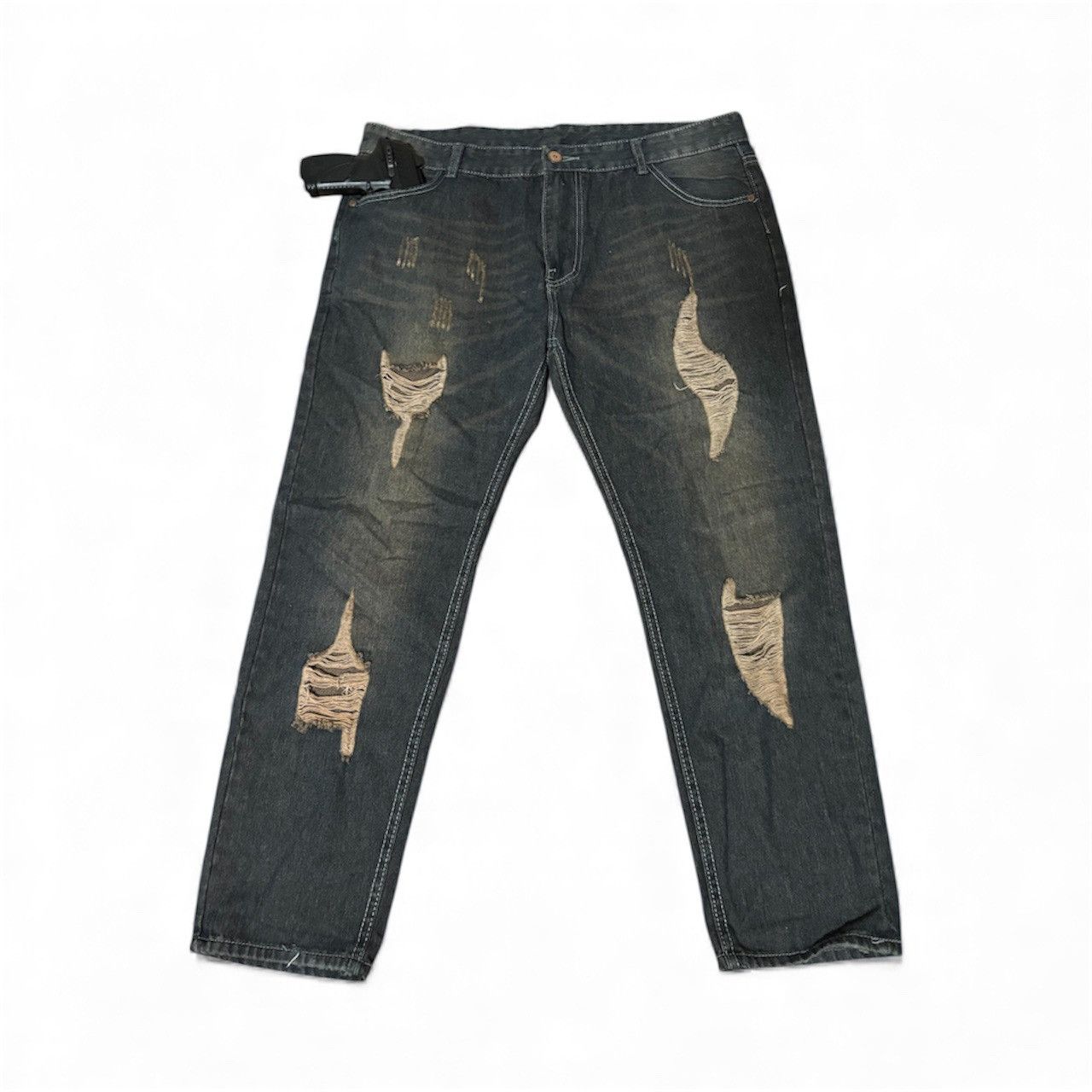 Balenciaga Type Hand Distressed Denim Jeans