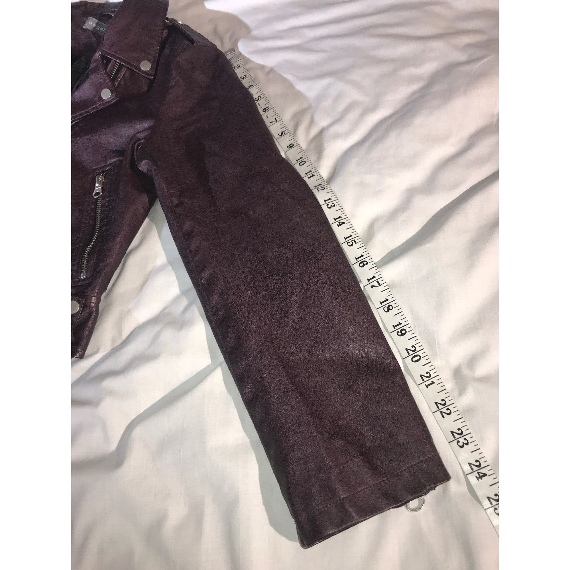 Designer Bagatelle Womens Purple Plum Vegan Leather Motorcycle Jacket Size L / US 10 / IT 46 - 8 Thumbnail