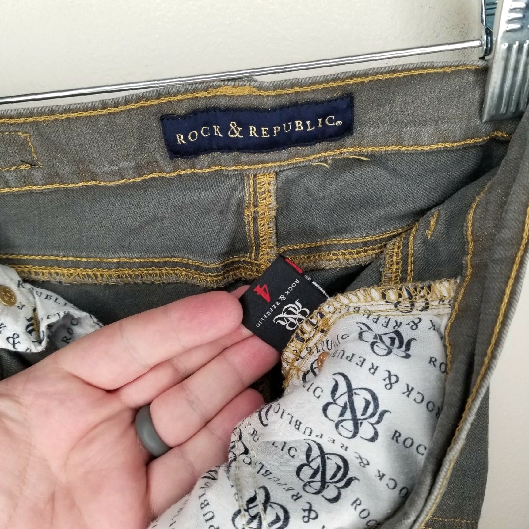 Vintage Rock & Republic Jeans Women Skinny Gray Size 4 Womens Size 27" / US 4 / IT 40 - 3 Thumbnail