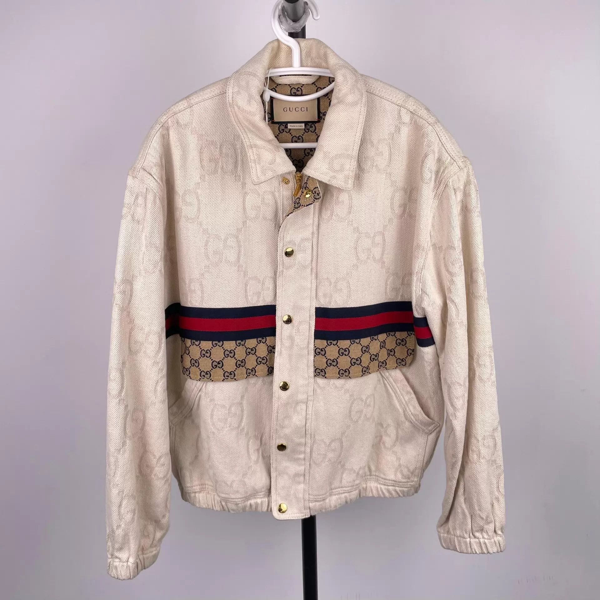 Gucci Gucci Canvas All-Over Print White Jacket Size 48 Size US M / EU 48-50 / 2 - 1 Thumbnail