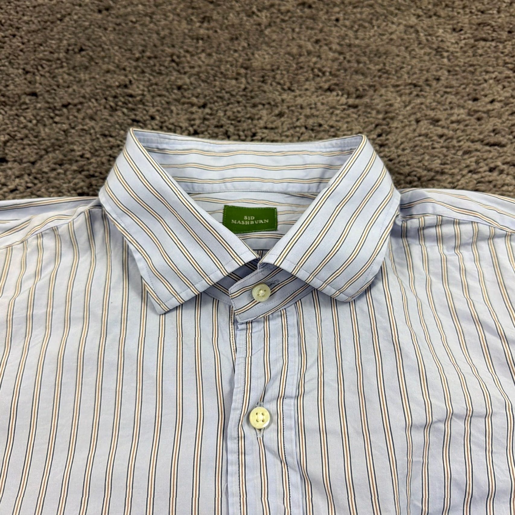 Sid Mashburn Sid Mashburn Shirt Mens XL Blue Stripe Long Sleeve Pocket 100% Cotton Button-Up Casual Bboy? Size US XL / EU 56 / 4 - 6 Thumbnail