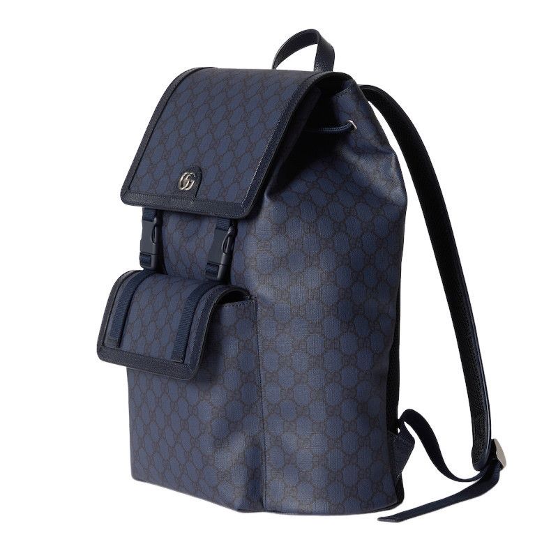 Gucci GUCCI Ophidia Large $2550 Blue GG Canvas Backpack New & Auth Size ONE SIZE - 2 Thumbnail