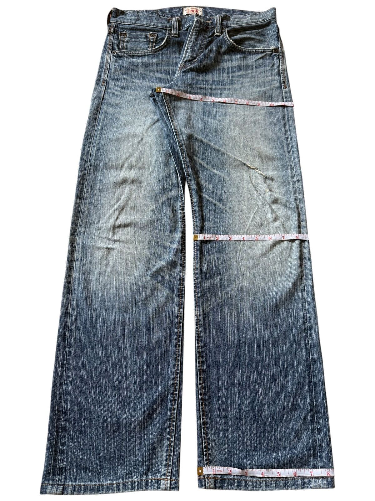 Edwin Exclusive Vintage Edwin XV Faded Wash Distressed Jeans Size US 31 - 8 Thumbnail